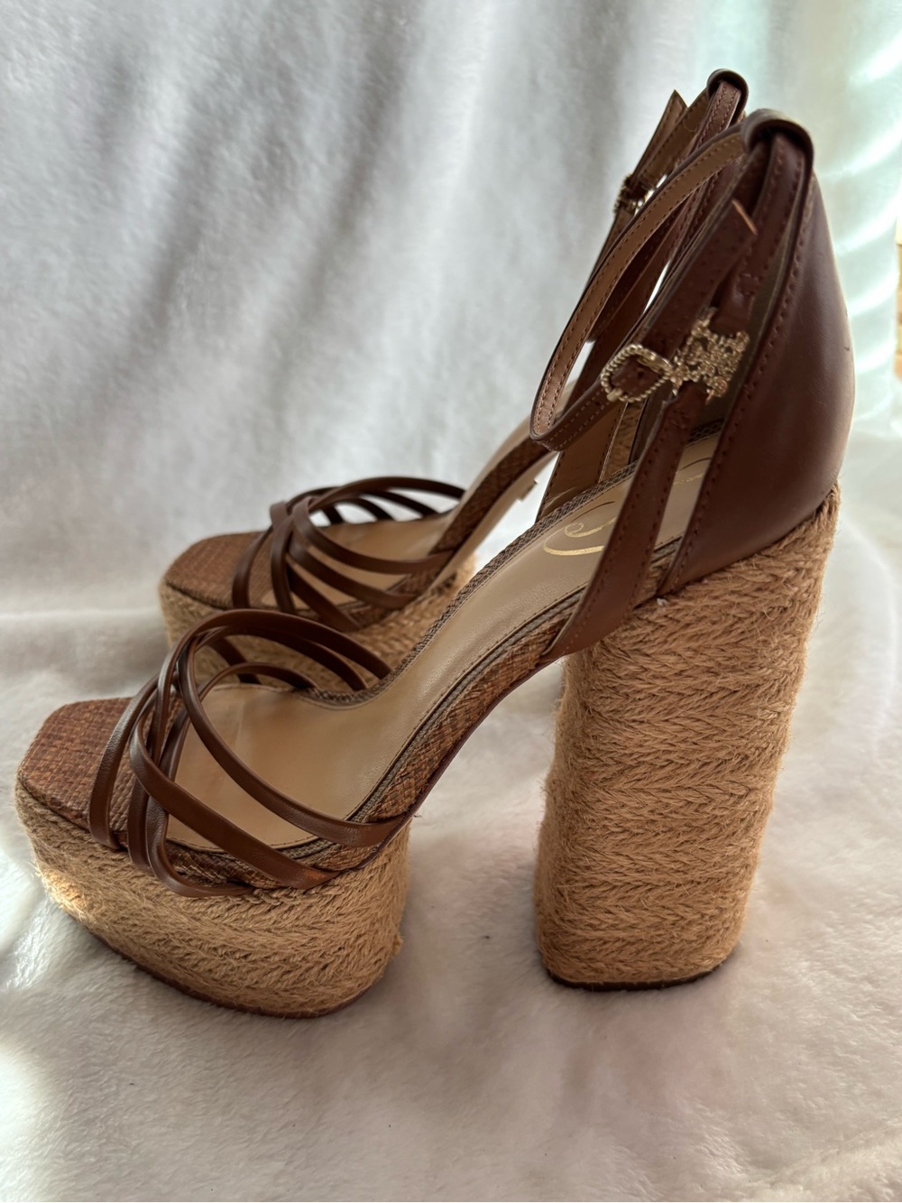 Sam Edelman Kade Cognac Leather Platform Sandals 5.5" Heel Size 8.5M - Picture 3 of 13